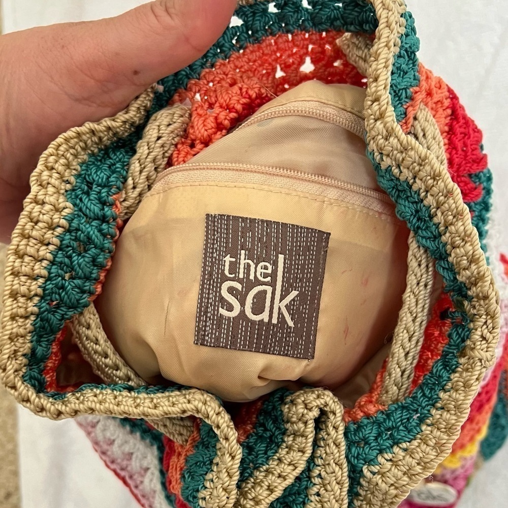 The Sak vintage Carry All Rainbow Striped Sling Boho Style backpack - Picture 5 of 9